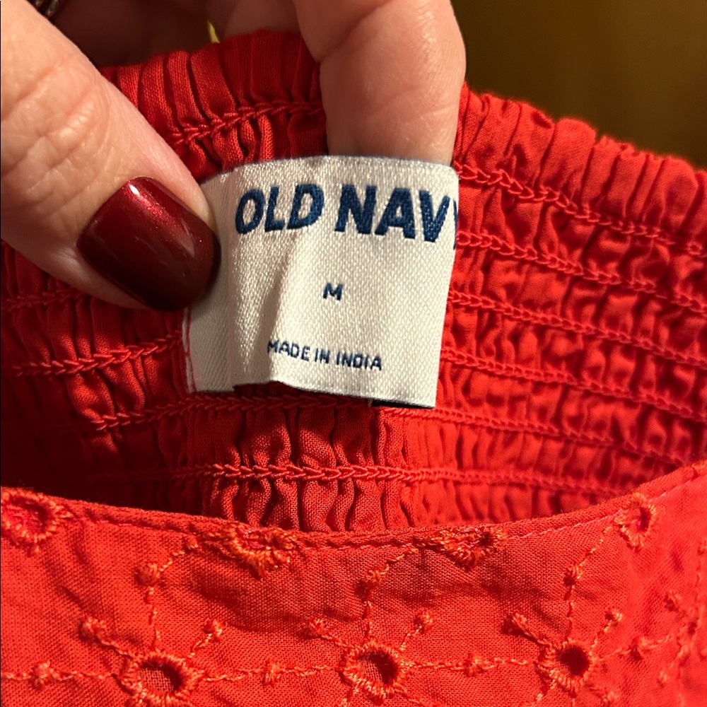 Old Navy Coral Red Textured Sundress - Picture 2 of 5
